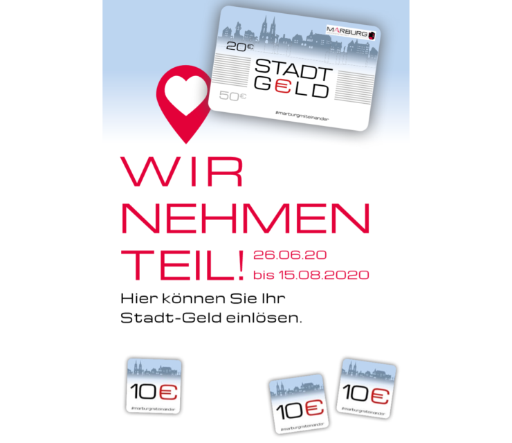 Jetzt Marburger “Stadt-Geld”-Gutschein bei uns einlösen